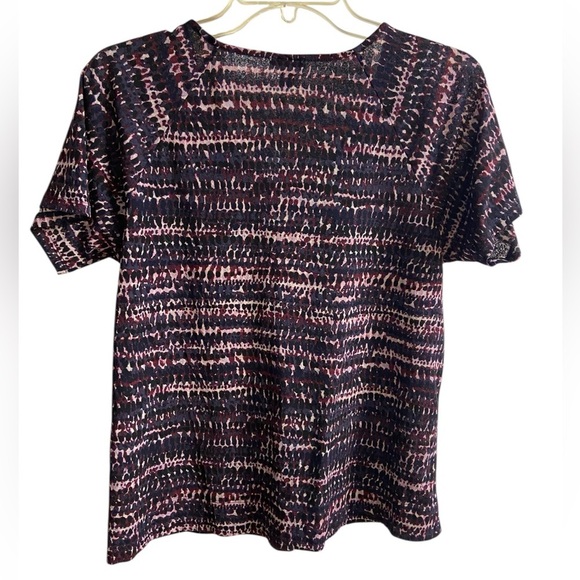 J Jill blouse plum short sleeve abstract raglan pop over Medium Petite - Picture 2 of 6